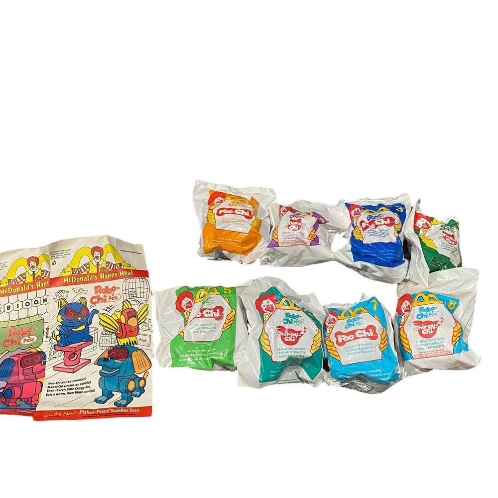 2001‎ McDonalds Robo Chi Pets Complete Set Vintage Happy Meal Two Bags Ones Open